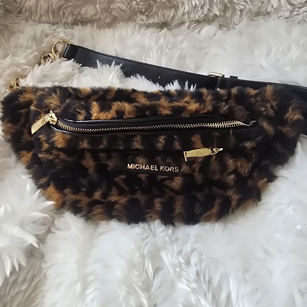 Michael Kors Leopard Print Faux Fur Belt Bag